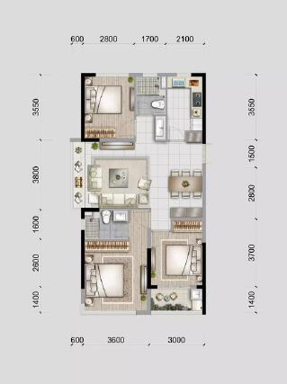 3室2厅2卫户型详情
