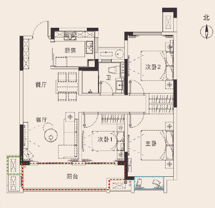 3室2厅1卫户型详情
