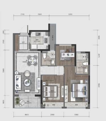 3室2厅2卫户型详情